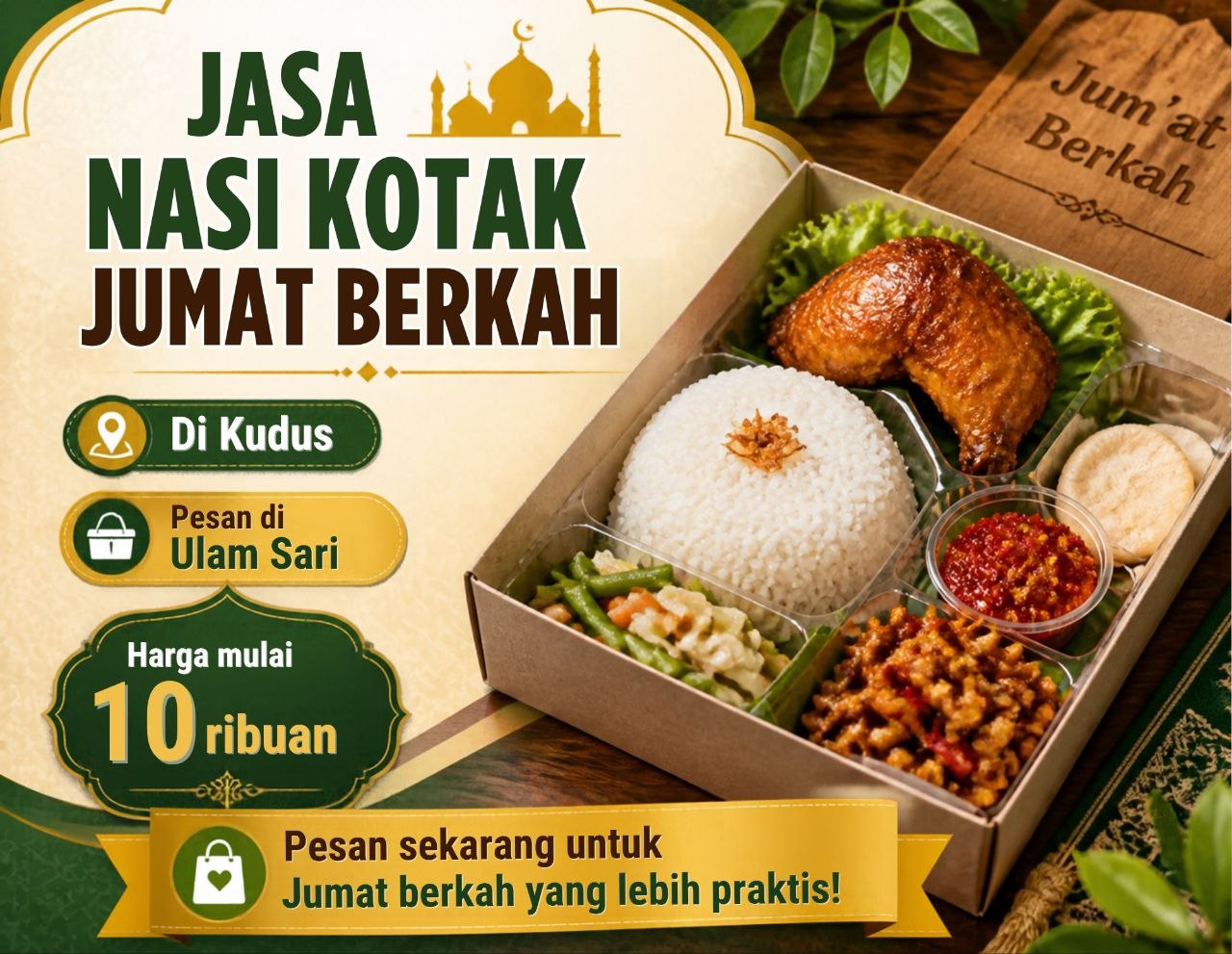 Nasi kotak Jumat Berkah Ulam Sari — siap antar ke masjid dan panti asuhan